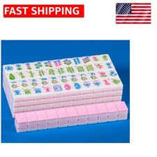 Fashionably Pink American Mahjong Set - 166 Melamine Tiles for Fun Gatherings