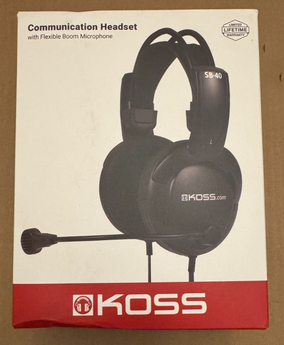 Koss SB-40 Double Muff Headphones with Flexible Boom Microph