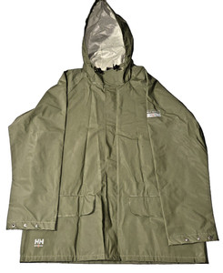 ​New Helly Hansen Mandal Rain Jacket XL Green Waterproof Workwear Hooded 70129