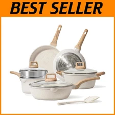 Stylish White Granite Pots and Pans - Nonstick Cooking Set