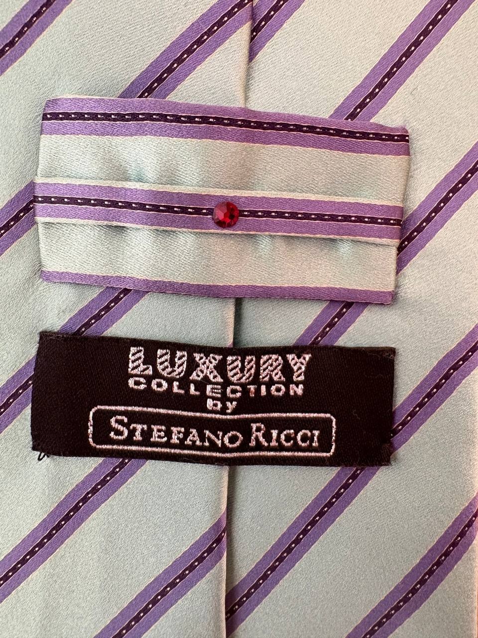 Stefano Ricci Green Striped 100% Silk Designer Tie Luxury Collection
