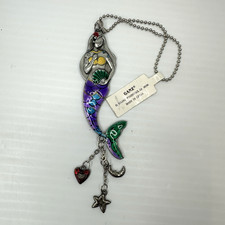Ganz Mermaid Keychain Metal Enamel Purple Tail Charm Beach Ocean Theme