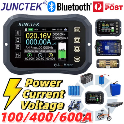 JUNCTEK Wireless Bluetooth Solar Battery Monitor High Low Voltage Watt Meter AU