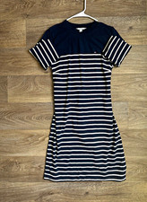 Tommy Hilfiger Navy & White Striped Knit T-Shirt Dress Crew Neck Size M