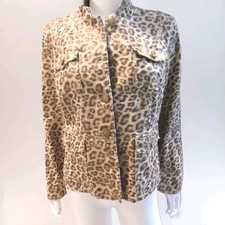 Chico's Jacket Blazer Size M or 1 Cheetah Print Cotton Career Casual