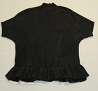 Elle Women's Smocked Neck Ruffle Hem Knit Sweater Pullover Top Size Large Black