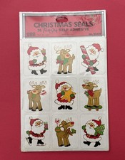 Vintage Eureka Christmas Sealed Sticker Sheets Santa and Reindeer NIP