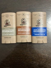 3 Bundle Dr Squatch Birchwood Breeze Wood Barrel Bourbon Deodorant + Fresh Falls
