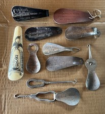 Lot Of Antique Vintage Shoe Horns Hooks Advertising Etc