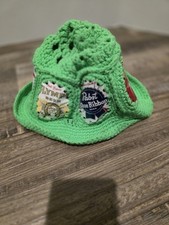 Crocheted  Beer Can Knit Bucket Vintage Party Hat Green