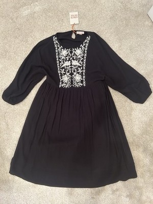 crew neck boho dress Knox Rose Womens Casual 3/4 Sleeve Size S Black Embroidery anywhere look The Beverly Dress in swatch- Color:Delfino Grey