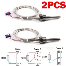 2pk RTD PT100 Temperature Sensor Probe 1/2" NPT Threads Thermocouple Temperature