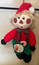 NEW Vintage Rennoc Santa's Best Plush Elf Raggedy Boy Christmas Stocking Doll