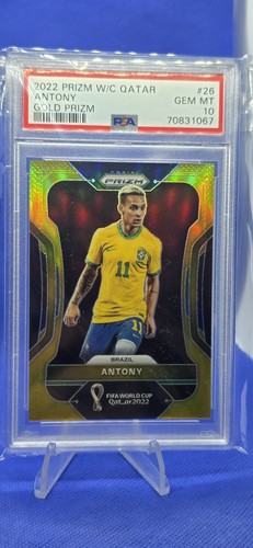2022 Panini Prizm World Cup Qatar Antony #26 Breakaway Gold Prizm # 1/10 PSA 10