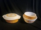 Pyrex Butterfly Gold Set Of 4 Casserole Mixing Bowls clean & Glossy 401 402 043