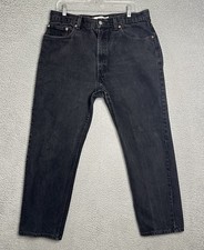 Vintage Levi  s 505 Jeans Mens 38x30 Black Denim Regular Fit Mid Rise 5 Pocket