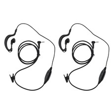 abcGoodefg 1 Pin 2.5MM Walkie Talkie Earpiece with Mic, G Shape Ear 2 PACK