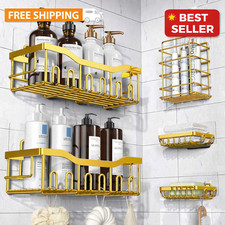 5-Pack Rustproof Stainless Steel Shower Caddy No Drill Adhesive Bathroom Organ
