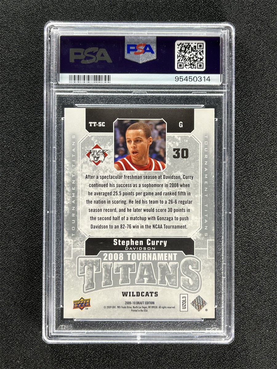 2009 Upper Deck Draft Edition Stephen Curry Tournament Titans RC PSA 9 MINT view 2