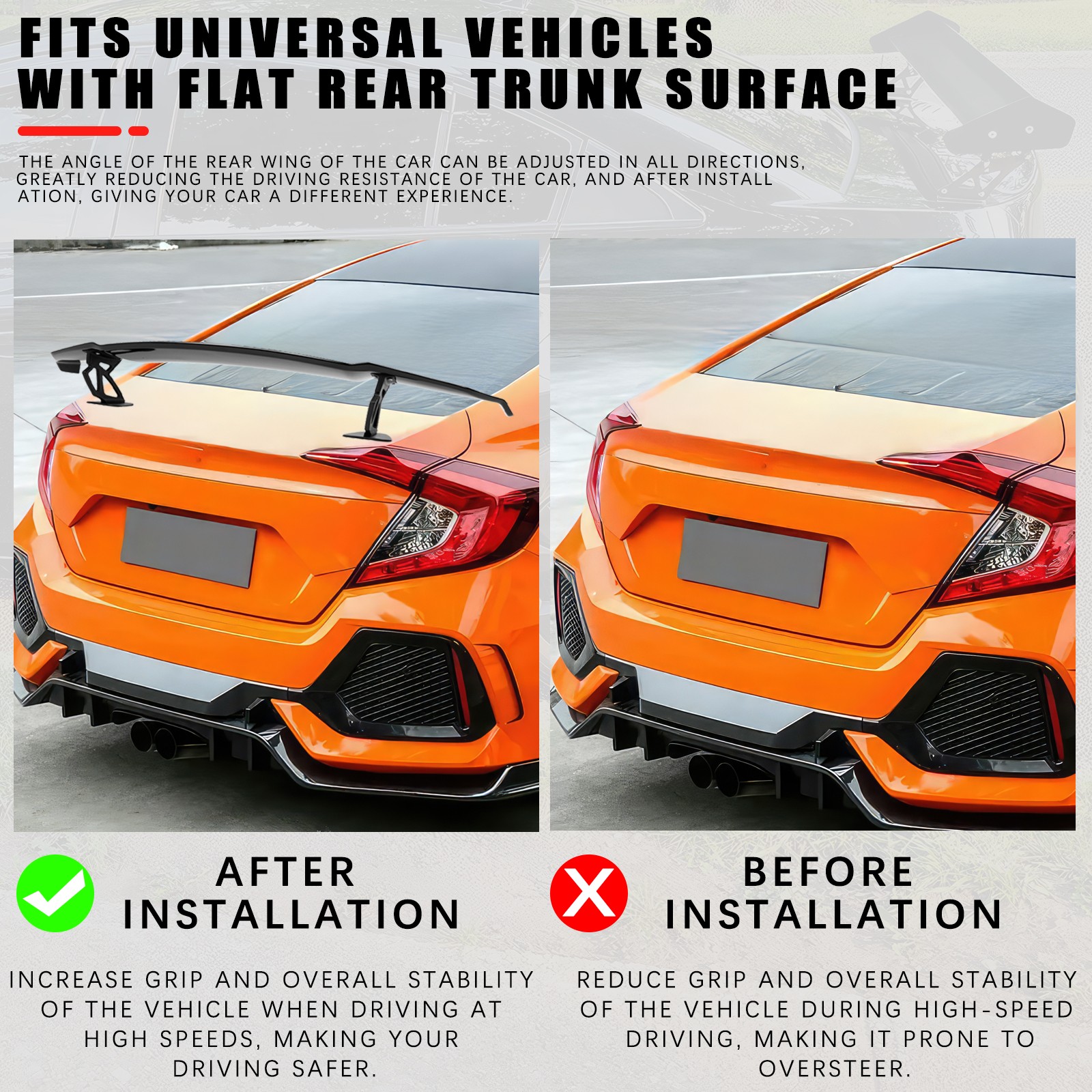 55'' GT Racing Rear Trunk Spoiler Wing Lip Glossy Black For Maserati GranTurismo