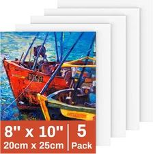 5 Packs Canvas for Painting 8 X 10 Inch, Cotton Acid-Free Blank Canvas Board for