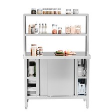 39.3"L x 19.7"W Stainless Steel Prep Table with 2-Tier Cabinet Adjustable Feet