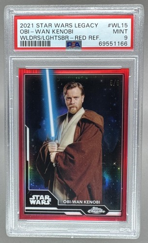 Obi-Wan Kenobi 2021 Topps Star Wars Legacy Red Wielders of Lightsaber 5/5 PSA 9