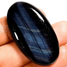 100 Natural Blue Tiger Eye Oval Cabochon Loose Gemstone 45 Ct 38X21X5mm UG-3488