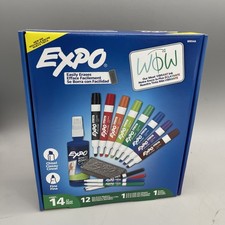 EXPO Low-Odor Dry Erase Chisel & Fine Tip Markers Eraser & Cleaner Set 80054 New