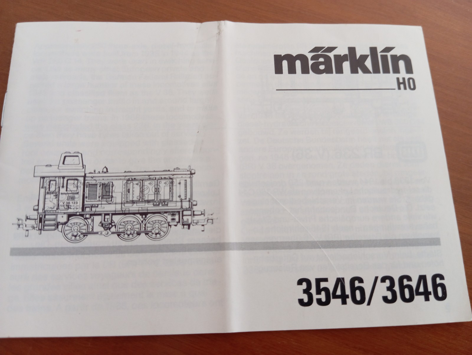 MARKLIN HO ISTRUZIONI LOCOMOTIVA