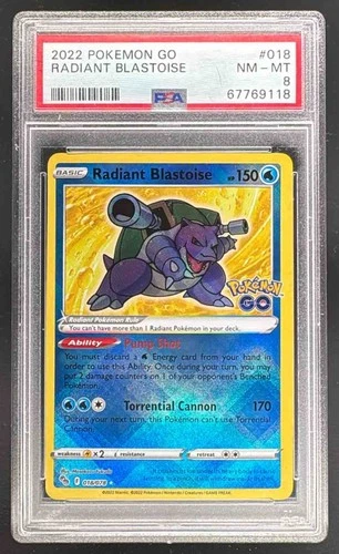 67769118 Radiant Blastoise 2022 Pokemon Sword & Shield Pokemon GO #018 PSA 8