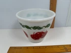 Vintage Hazel Atlas APPLE Milk Glass  Splash Proof Mixing Bowl Graphics Good