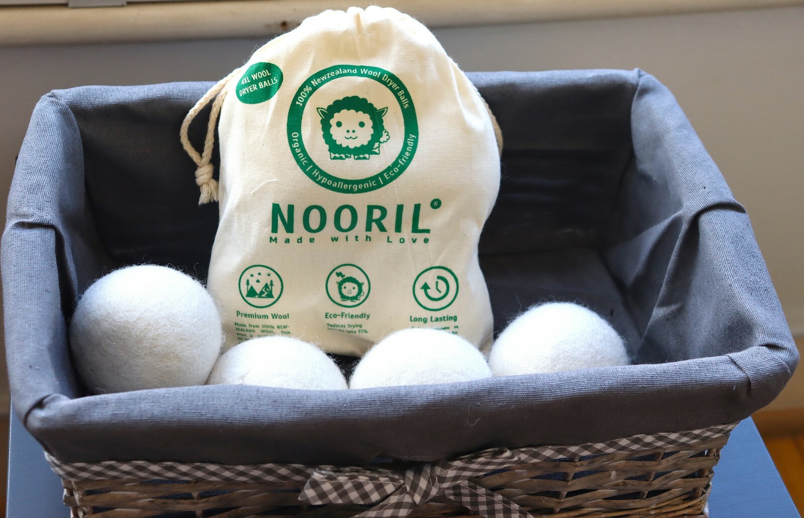 Nooril Tumble Dryer Wool Balls 7cm Pack of 6 Handmade Reusable