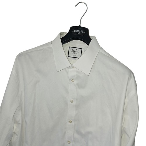 Herren CHARLES TYRWHITT Premium BÜGELFREI weiß * SLIM * Passform SHIRT Größe 18/35 *sehr guter Zustand*