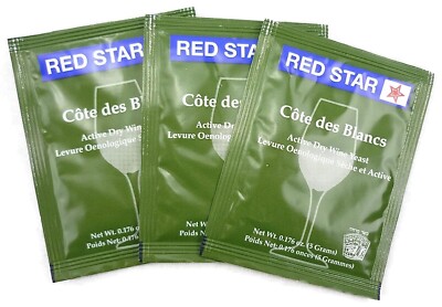 Red Star Cote des Blancs Wine Yeast, 5g - 3 Pak