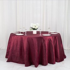 132" BURGUNDY Accordion Crinkled Taffeta Round TABLECLOTH Party Decorations