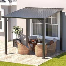 Hardtop Wall-Mounted Lean-To Gazebo Pergola for Patio, BBQ & Carport