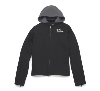 NEW Harley Womens Silver Wing Removable Hood Zip Twill Jacket