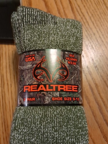 2 Pairs REALTREE OUTFITTERS ALL SEASON WEAR 20% MERINO WOOL SOCKS - Blaze Orange