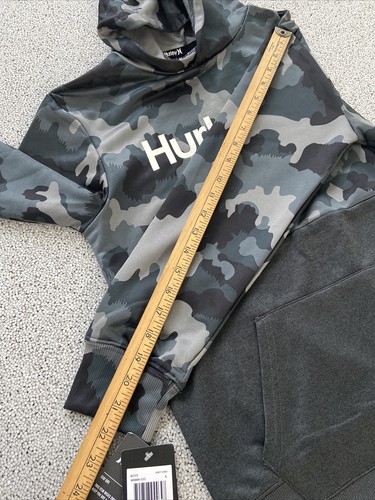 Hurley Hoodie Boys Youth Large Grey Camo H20 Dri Pullover Sweatshirt NEW 12/13yr - Picture 9 of 13