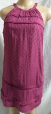 "LOFT" RED BERRY TEXTURED FABRIC BOHO SWING CASUAL CARRER DRESS SIZE: M NWT $80
