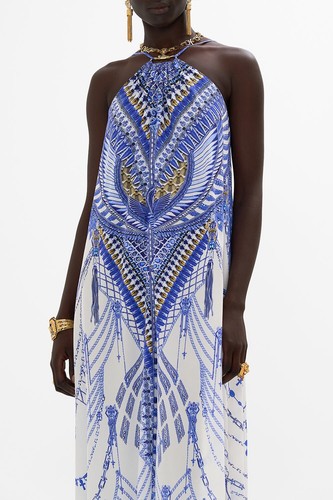 Camilla Sz L Dancing With Daylight Gather Neck Hardware Maxi Silk Dress NWT $799 - Picture 6 of 14