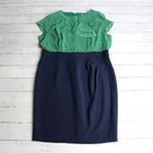 Shelby & Palmer Women's Vintage Retro Dress Size 14 Green Chiffon Navy