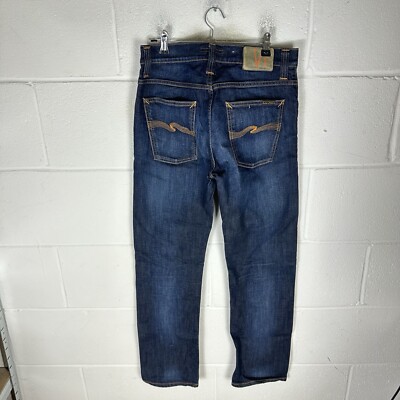 Nudie Jeans Herren W32 L32 Blau Denim Average Joe Slim Skinny Indigo Raw Oi Polloi