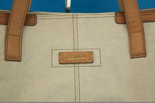 Burberry London Blue Label Beige Canvas Leather Shoulder Bag Hand Bag Japan - Picture 3 of 20