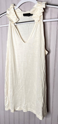 The Limited Womens TANK XL  Boho Ivory Knit Ruffle Unique Soft NWOTS