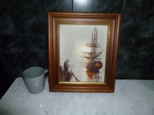 VINTAGE TOM GOWER SIGNED FRAMED SHIP PAINTING 13" X 11" INCLUDING FRAME - Picture 5 of 6