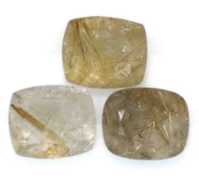 GOLDEN RUTILE QUARTZ 12x10 MM CUSHION CUT FACET CALIBRATED SOLD PER STONE F-2036