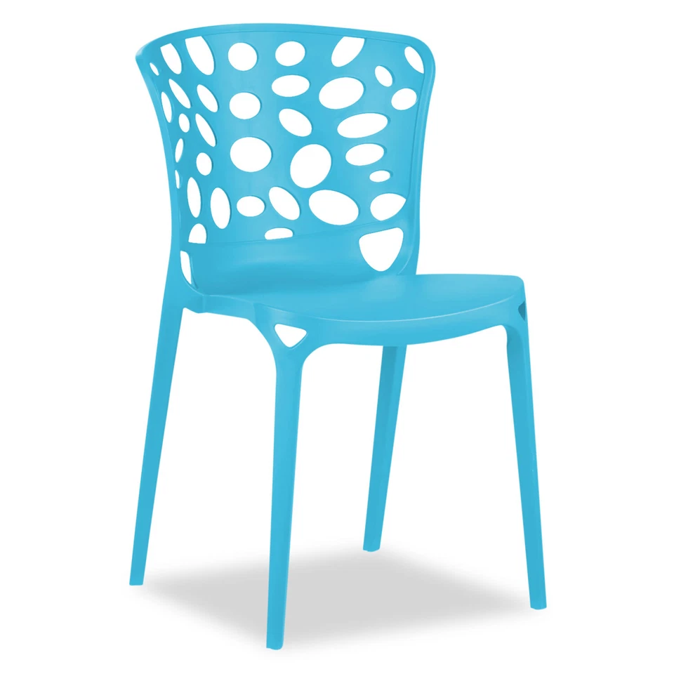 4 Chaises de jardin bistrot en bleu chaise design empilable cuisine Homestyle4u - Photo 2/4