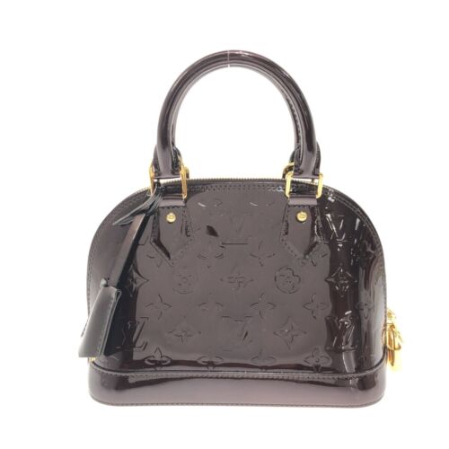 Louis Vuitton Alma Bb Handbag Amarant Patent Leather Monogram Embossed - Picture 1 of 12